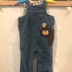 Mud Pie Bear and Owl corduroy overalls 12-18m